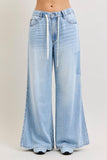 High Waisted Featherweight Palazzo Jeans - Shadow Light Wash - by Judy Blue