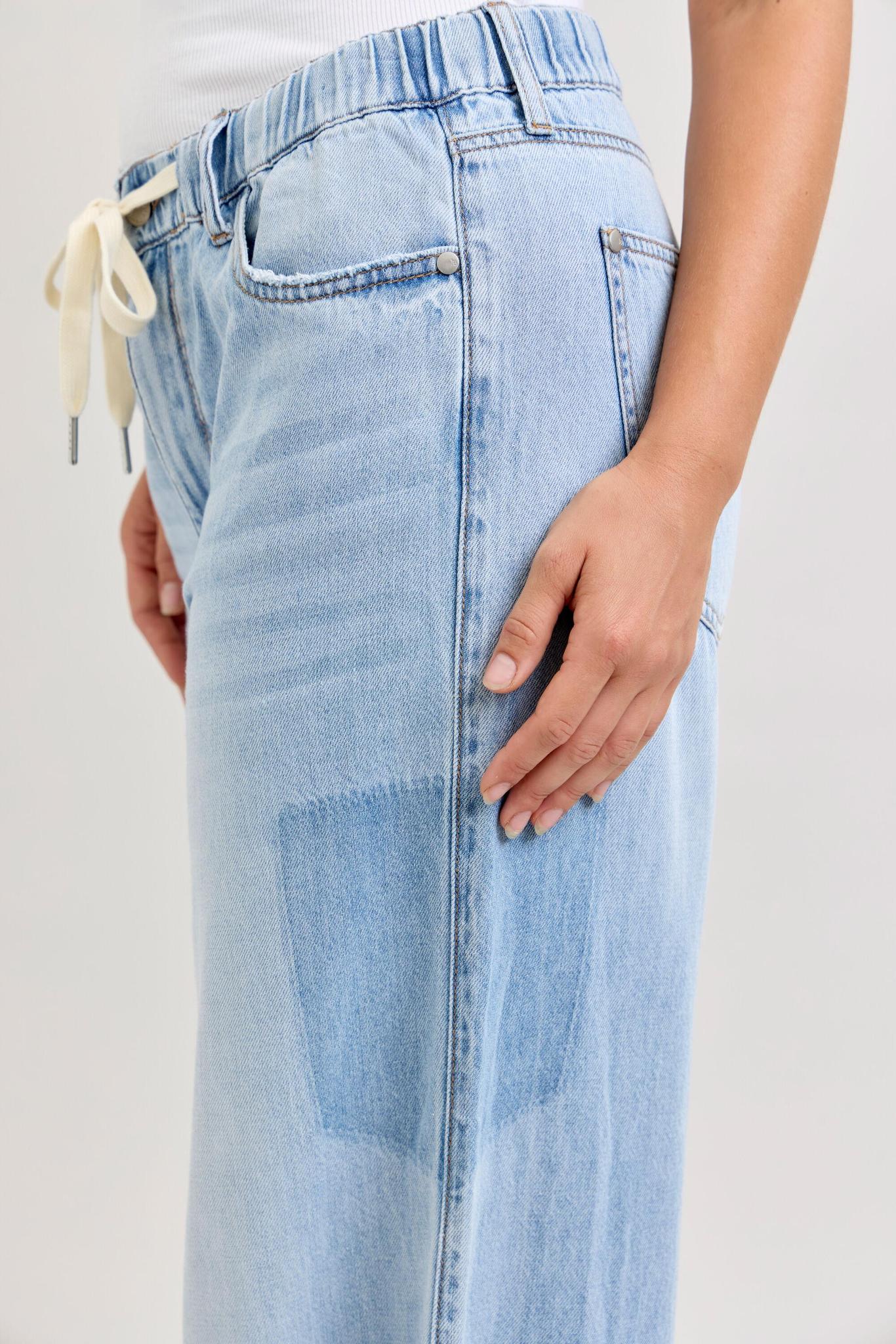 High Waisted Featherweight Palazzo Jeans - Shadow Light Wash - by Judy Blue