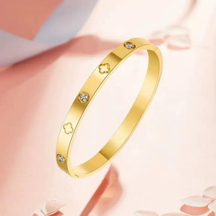 Gold Stainless Steel Bangle - by JOSSLYN