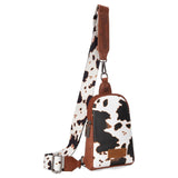 Wrangler Cow Print Crossbody Sling Chest Bag - Brown - by Montana West