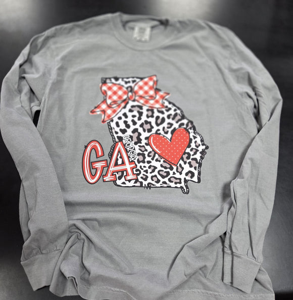 Georgia State Ga Heart - Grey - Comfort Color LS