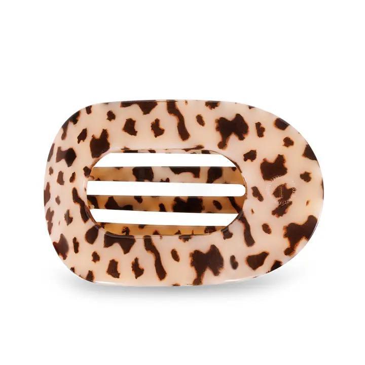 Round Flat Hair Clip Large - Blonde Tortoise - By Teleties