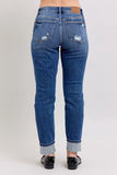 Distressed Mid-Rise Boyfriend Fit- Med Wash - by Judy Blue
