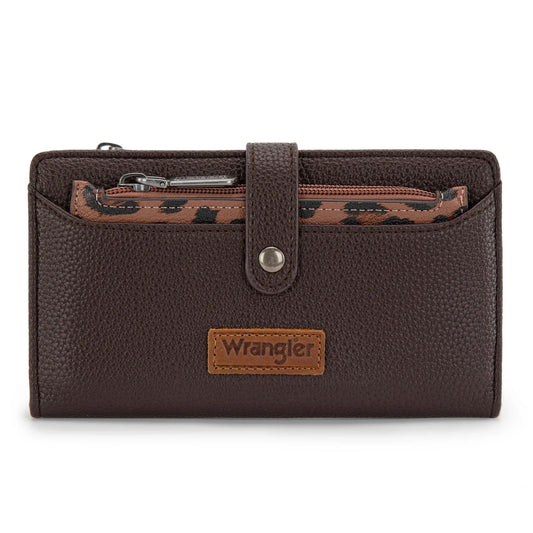 Wrangler Western Bi-Fold RFID Wallet/Wristlet With Detachable Pouch- Coffee - by Montana West