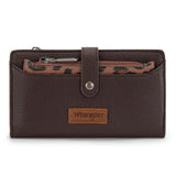 Wrangler Western Bi-Fold RFID Wallet/Wristlet With Detachable Pouch- Coffee - by Montana West