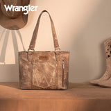 Wrangler "W" Stitch Water Repellent Zippered Tote Bag- Brown - by Montana West