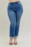 Plus Sally High Rise Front Seam Detail & Cuff Straight Fit Jeans - by Judy Blue