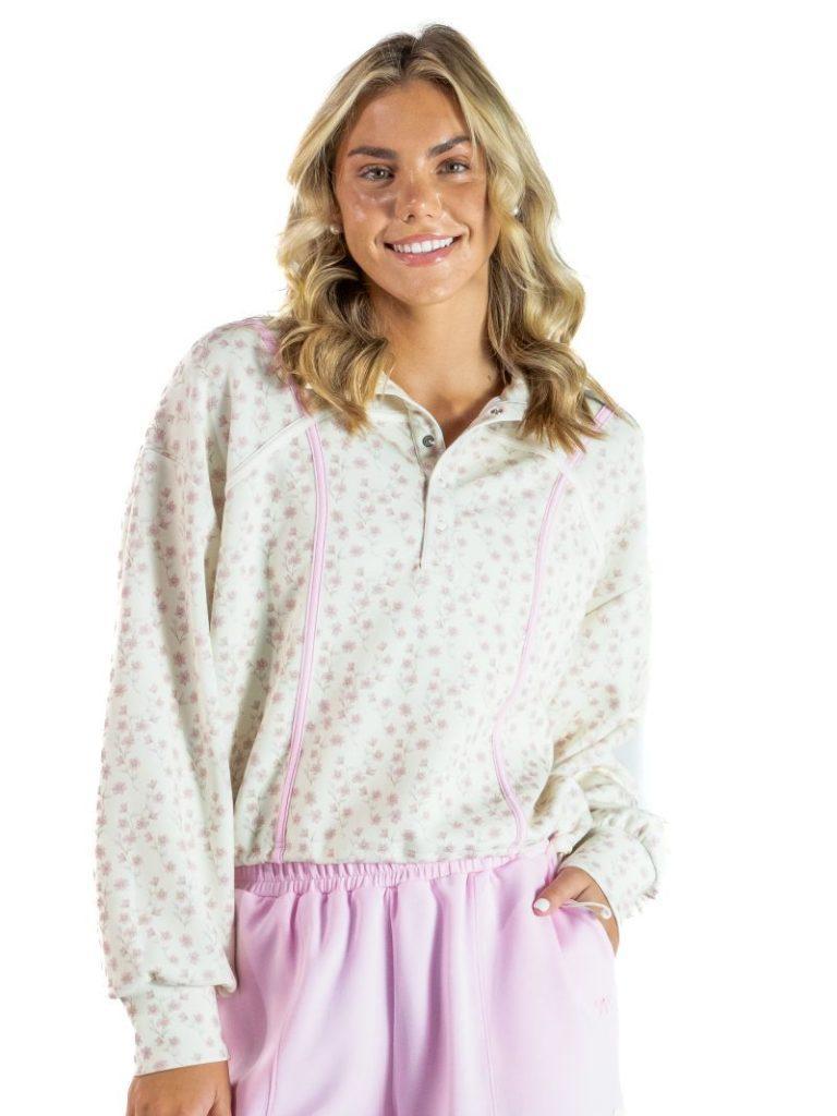 Floral Cinch Pullover - Blush Floral - by Simply Southern