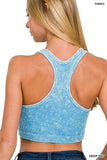 Washed Ribbed Seamless Racerback Top - Deep Sky - by Zenana