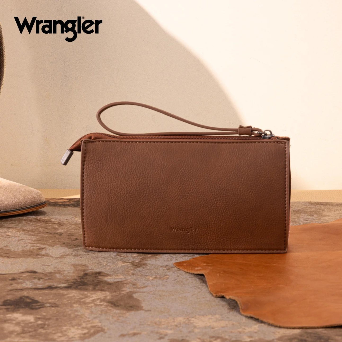Wrangler Sherpa Aztec Canvas Clutch - Brown - by Montana West