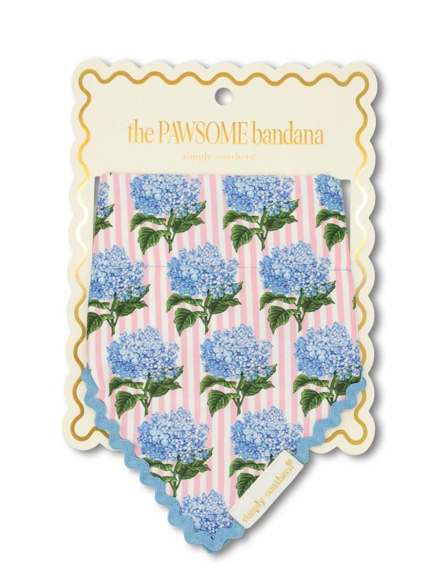 Simply Dog Bandana - Hydrangeas/Pink Stripe - by Simply Southern