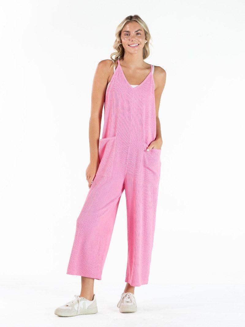 Corded Jumpsuit - Pink - by Simply Southern