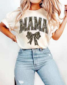 Camo Coquette Mama Bow Graphic Tee - by Hidden Brand