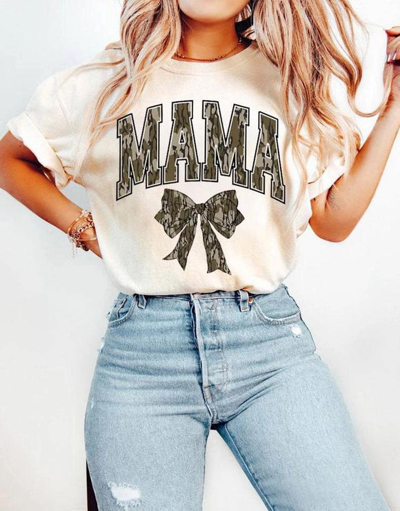 Camo Coquette Mama Bow Graphic Tee - by Hidden Brand