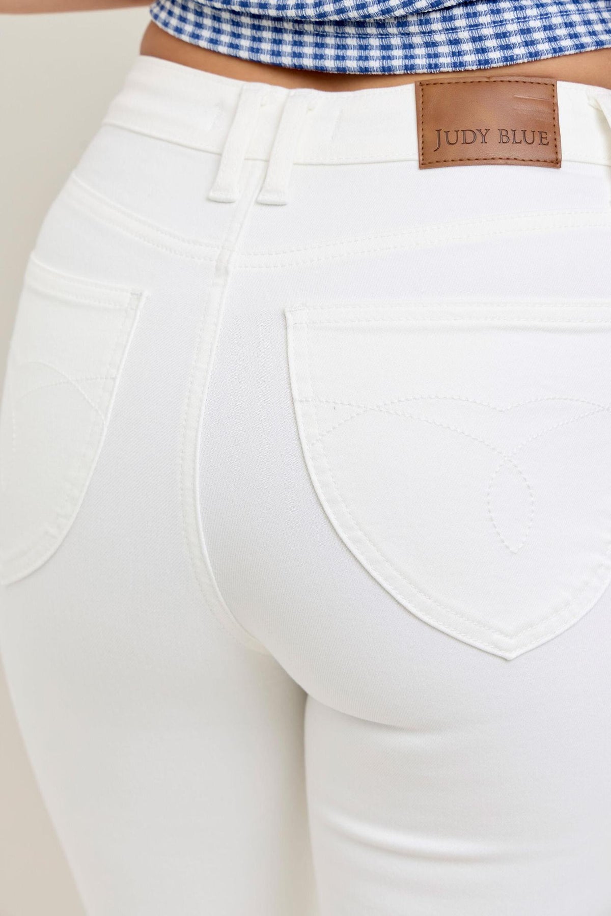 High-Waisted Tummy Control Flare - White Wash - by Judy Blue