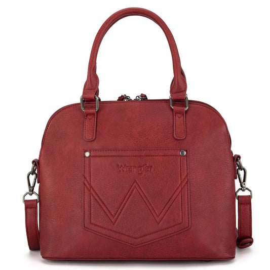 Wrangler Top Handle Classic Barrel Satchel Bag/Crossbody - Burgundy - by Montana West