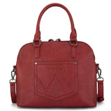 Wrangler Top Handle Classic Barrel Satchel Bag/Crossbody - Burgundy - by Montana West