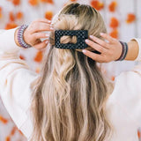 Jet Black Quilted Flat Rectangle Hair Clip - Medium - By Teleties