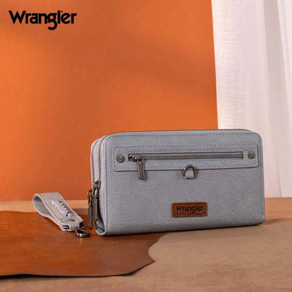 Wrangler Dual Zipper Compartment Large Wallet - Jean - by Montana West