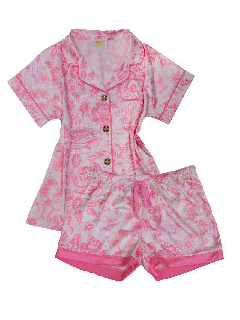 Pink Rose - Silk Button Pajama Set - by Simply Southern