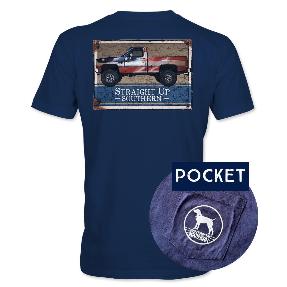 Rusted Patriotic (Men's Short Sleeve Pocket T-Shirt) by Straight Up Southern