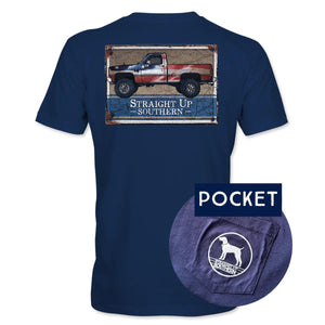 Rusted Patriotic (Men's Short Sleeve Pocket T-Shirt) by Straight Up Southern