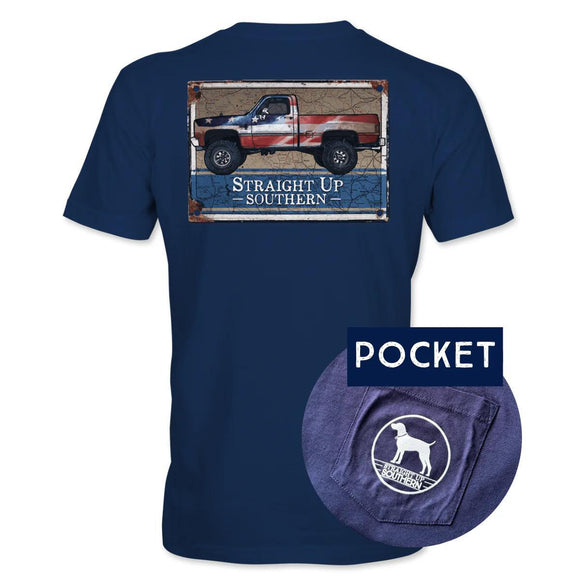 Rusted Patriotic (Men's Short Sleeve Pocket T-Shirt) by Straight Up Southern