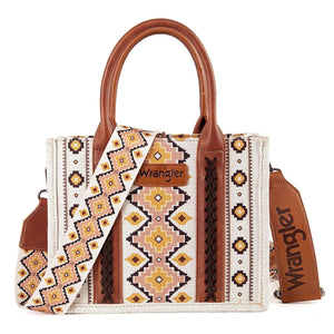 Wrangler Southwestern Print Small Canvas Tote/Crossbody - Coffee - by Montana West