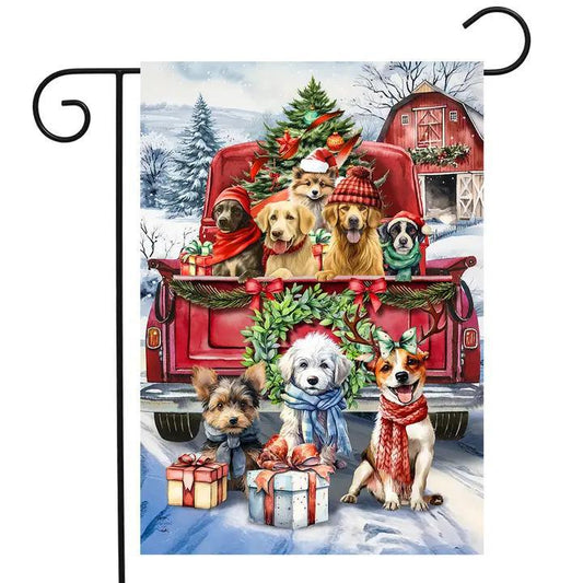 Holiday Cheer Dogs Garden Flag - by Briarwood Lane