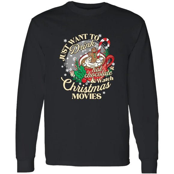 Drink Hot Chocolate T-Shirt (Long Sleeve) by Girlie Girl Originals