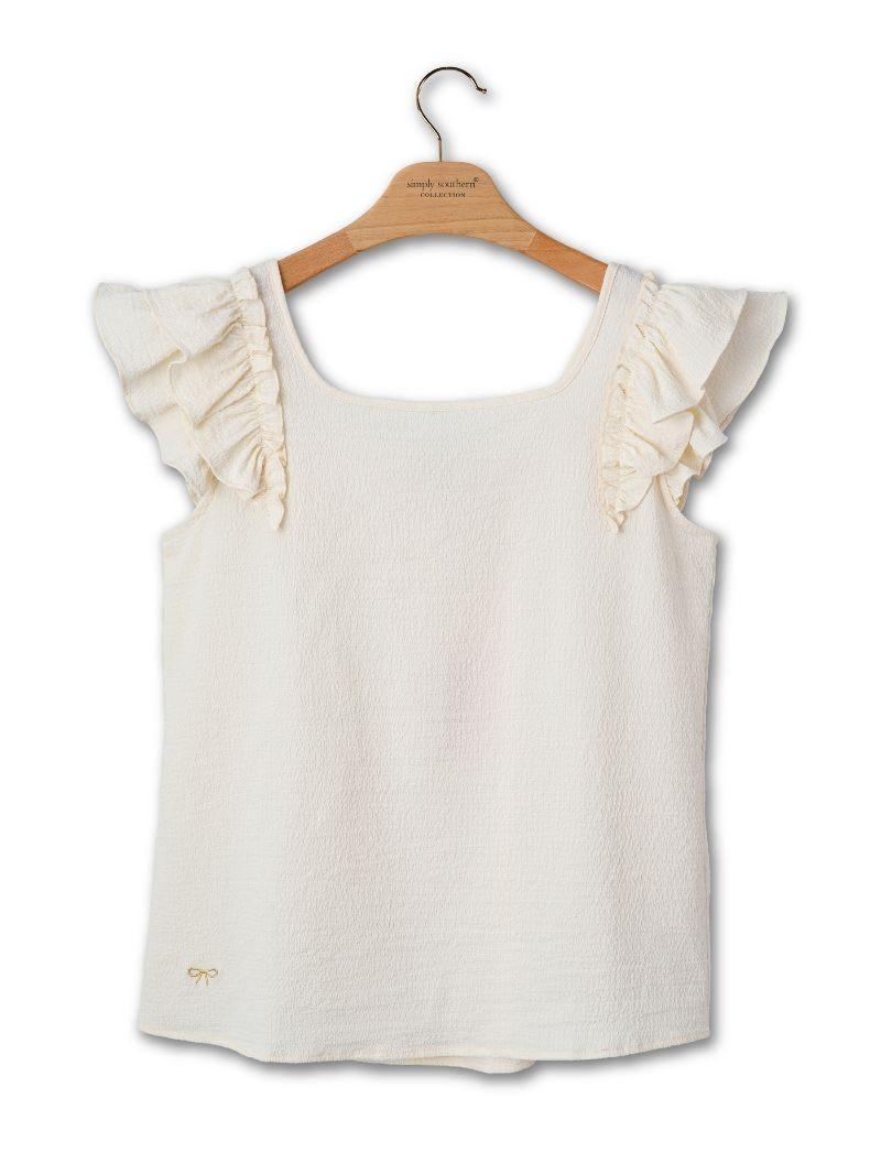 Simply Coquette Top - Cream - by Simply Southern