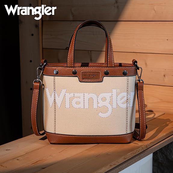 Wrangler Canvas Mini Top Handle Tote//Crossbody - Tan - by Montana West