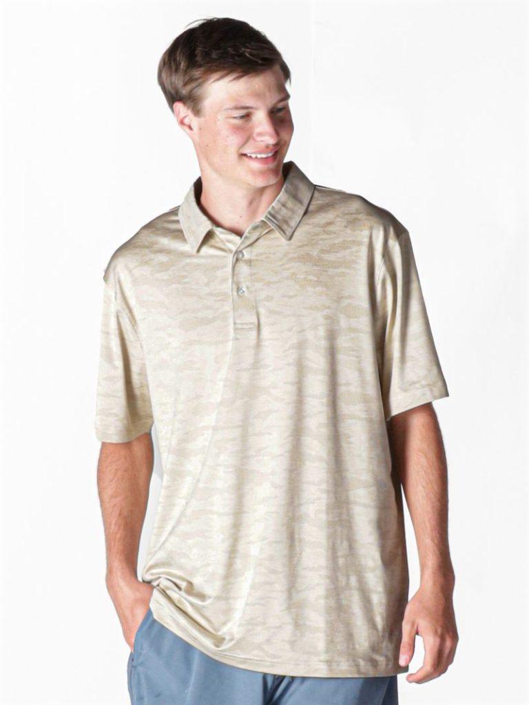 Men's Jacquard Polo UPF - Beige - by Simply Southern