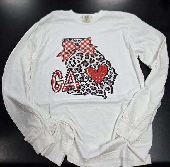 Georgia State Ga Heart - White - Comfort Color LS