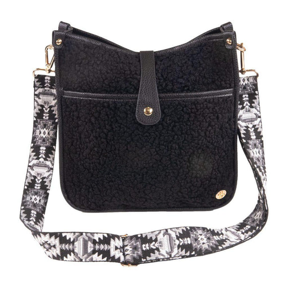 Fuzzy Satchel Bag - Black - by Simply Southern