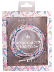 10-Foot USB to C Cable - Ribbon - by Simply Southern