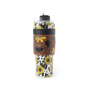 Wide Wyoming Tumbler - Yellow Sunflower - by Myra
