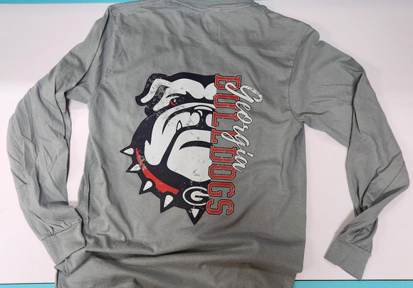 Georgia Bulldog Head - Granite - Comfort Color LS