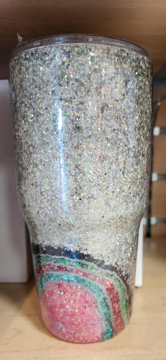 30 Oz Tumbler - Glitter Silver Pattern - No Brand
