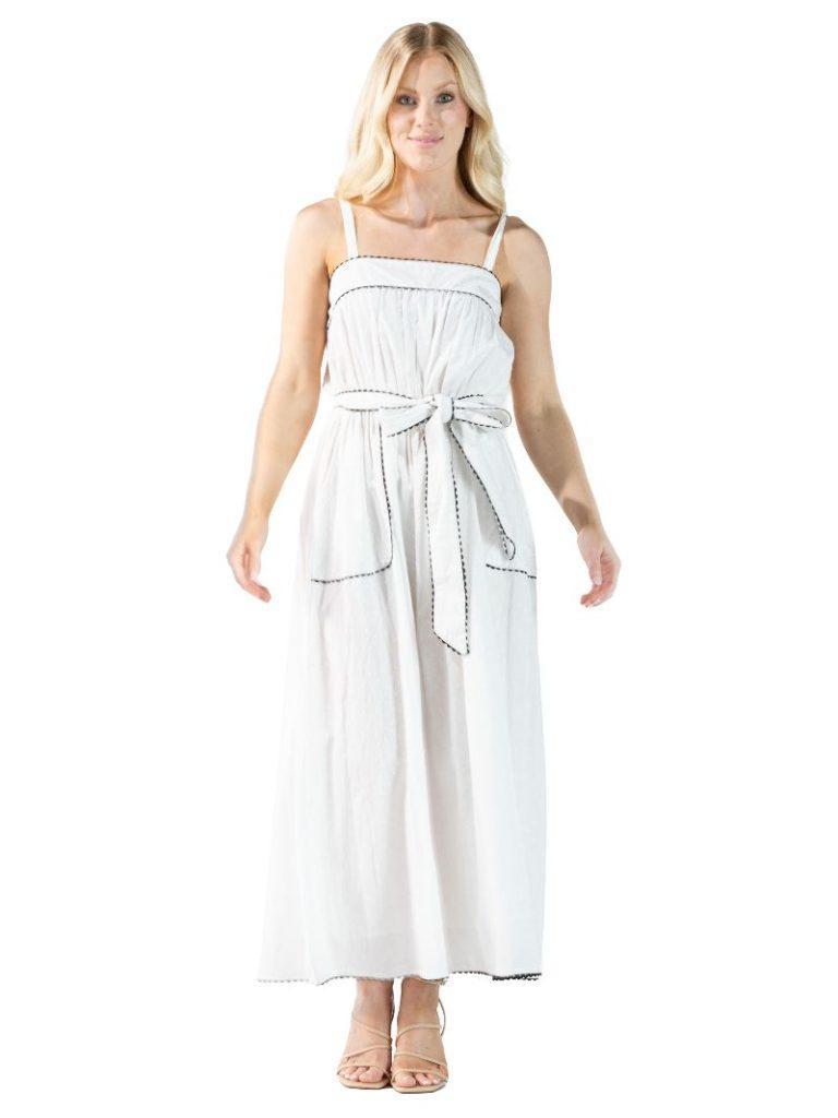 Simply Contrast Ric Rac Dress - White/Navy - by Simply Southern