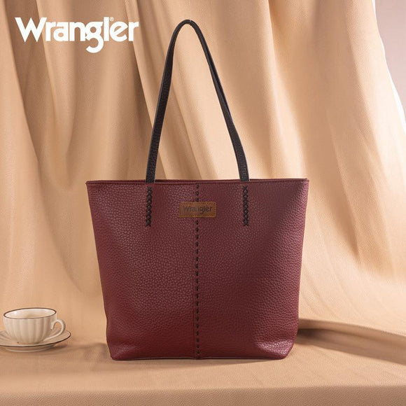 Wrangler Cross Stitch Carry-All Tote - Burgundy - by Montana West