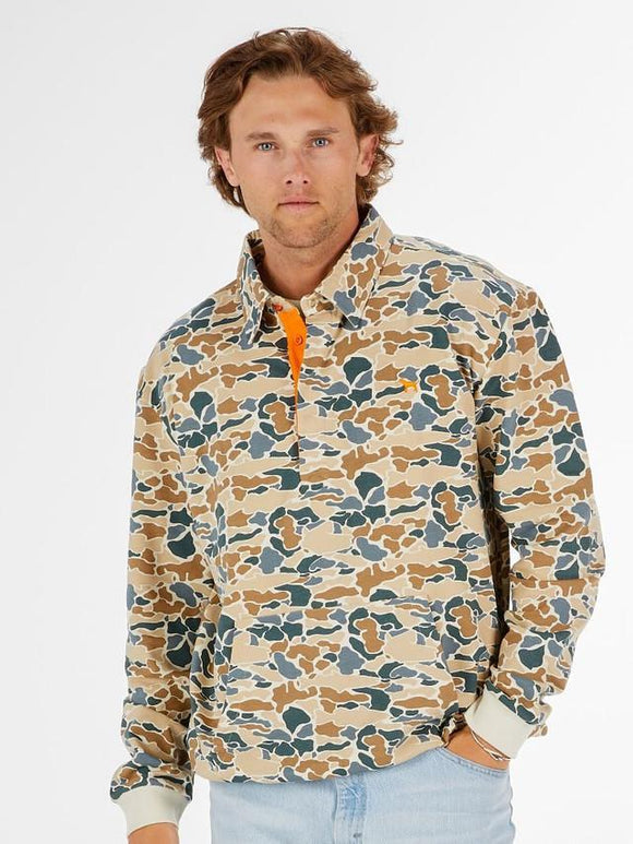 Men's Collar Pullover - Light Camo - by Simply Southern