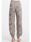 Leopard Split Side Ankle Tie Women's Pants - by 7th Ray