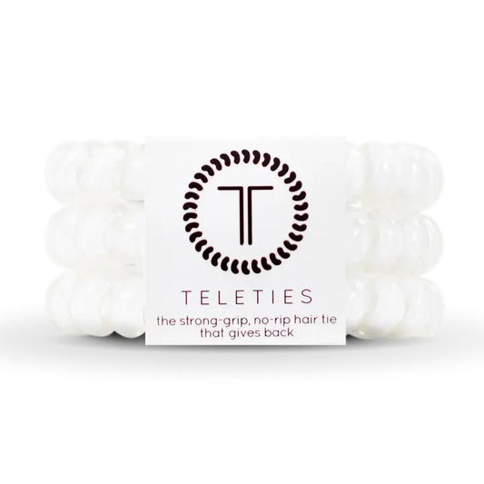 Coconut White Hair Ties - Large - By Teleties