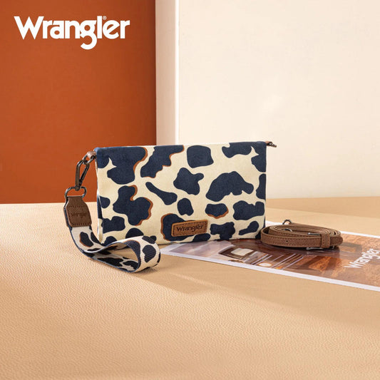 Wrangler Cow Print Wallet/Wristlet/Crossbody - Brown - by Montana West