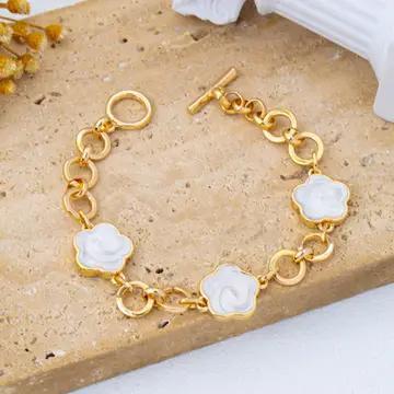 Enamel Quatrofoil Toggle Bracelet - JOSSLYN