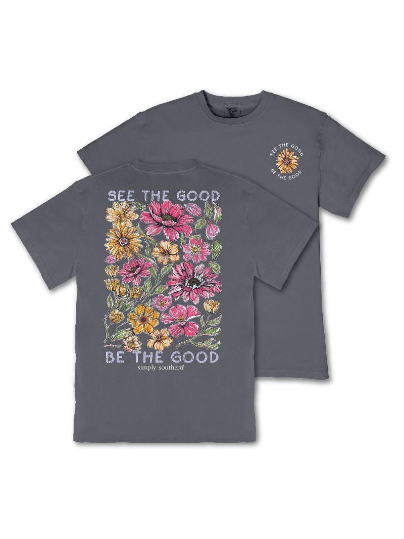 See the Good (Mineral Washed Short Sleeve T-Shirt) - Graphite - by Simply Southern