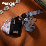 Wrangler Camo Print Dual Pouch Wristlet - Black - by Montana West