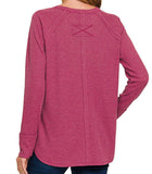 Baby Waffle Long Sleeve Top - Cabernet - by Zenana