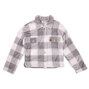 Furry Cropped Shacket - Plaid Gray - by Simply Southern